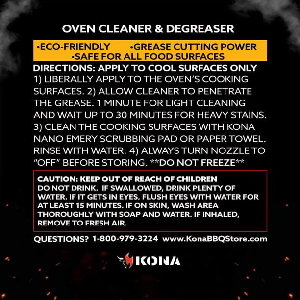 Kona Safe/Clean Oven Cleaner - Degreaser No Drip Spray, Eco Friendly